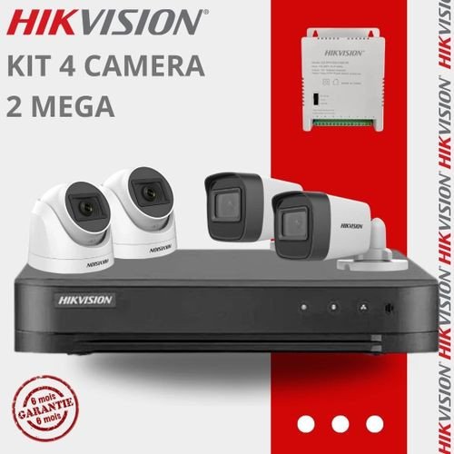 Hikvision KIT CAMERA DE SURVEILLANCE- DVR 2MP - 2 CAMERA EXTERIEUR - 2 INTERIEUR + ALIMENTATION