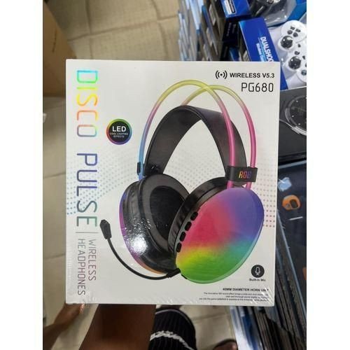 Disco Pulse PG680 – Casque Gaming Sans Fil Bluetooth 5.3 avec Microphone & RGB LED