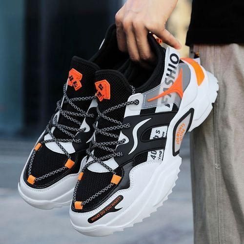 Chaussures Casual à semelle épaisse pour hommes - Noir