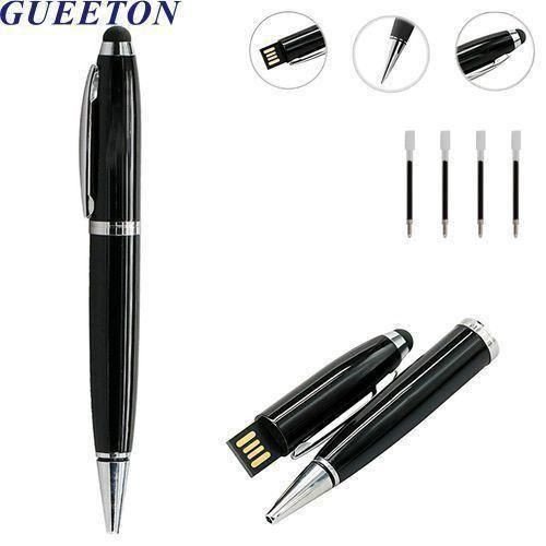 GUEETON - Stylo clé USB 2-en-1, 128 Go OTG, Noir (Lot avec 4 recharges)